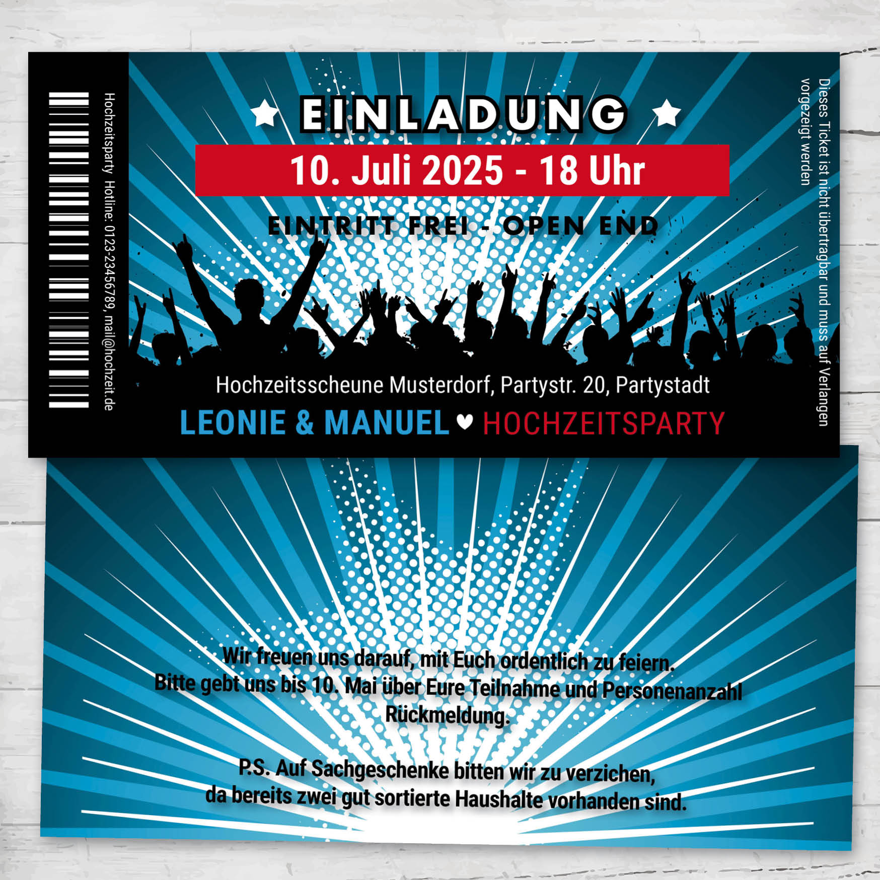 Einladung zur Hochzeitsparty: Ticket